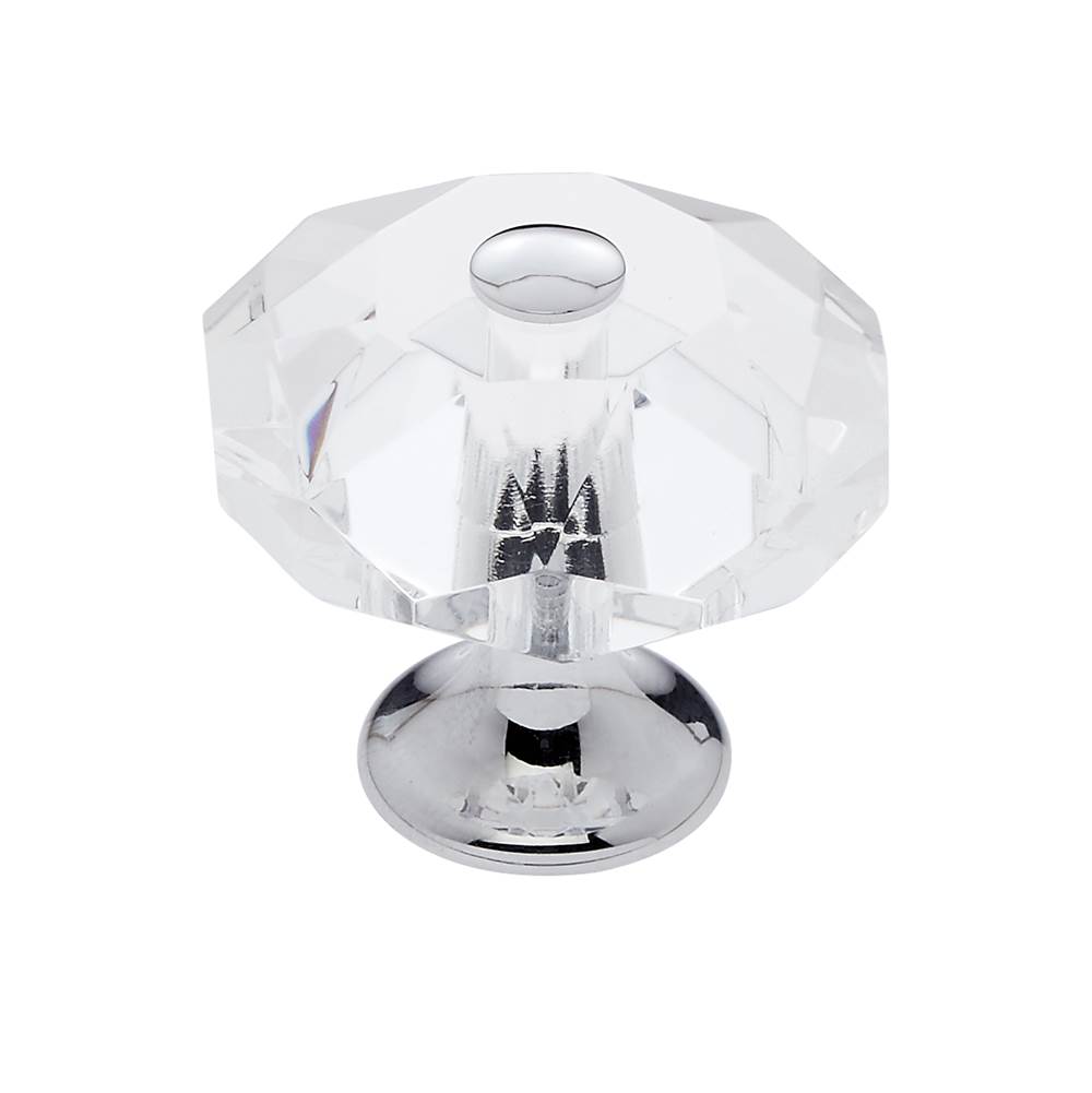 JVJ Hardware Pure Elegance Collection Polished Chrome Finish 35 mm (1-3/8'') Eight Sided Faceted 31 percent Leaded Crystal Knob