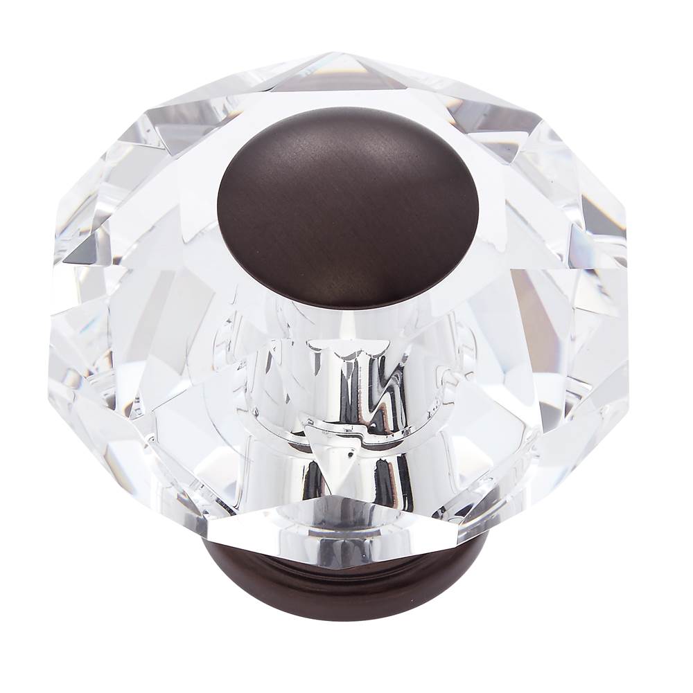 JVJ Hardware Pure Elegance Collection Old World Bronze Finish 60 mm (2-3/8'') Eight Sided Faceted 31 percent Leaded Crystal Knob