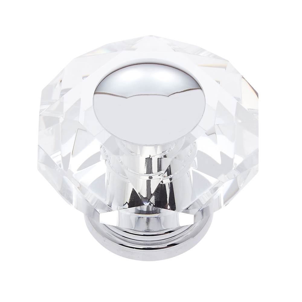 JVJ Hardware Pure Elegance Collection Polished Chrome Finish 50 mm (2'') Eight Sided Faceted 31 percent Leaded Crystal Knob With Cap