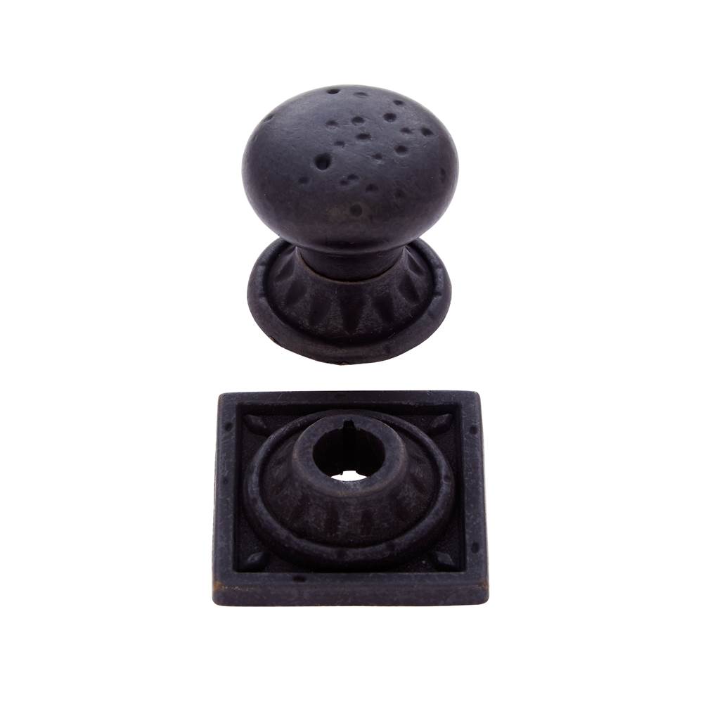 JVJ Hardware Pompeii Collection Oil Rubbed Bronze Finish 1-3/8'' Pitted Mushroom Knob with Round and Square Back Plates, Composition Zamac