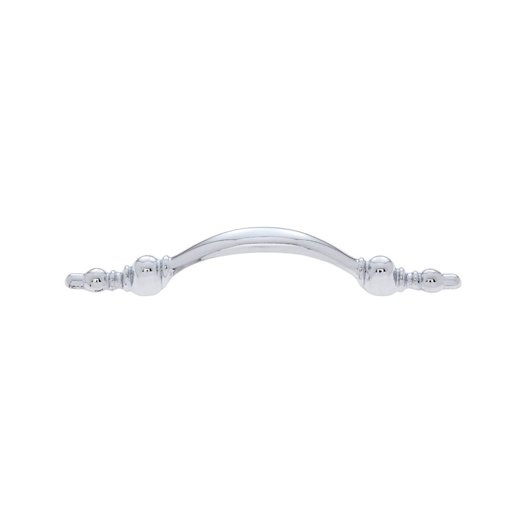 JVJ Hardware Vintage Collection Polished Chrome Finish 3'' c/c (5-1/16'' OA) Bowed Bead Footed Pull, Composition Zamac