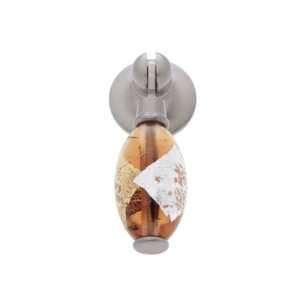 JVJ Hardware Murano Collection Satin Nickel Finish 30 mm Orange w/Gold and Silver Pendant Drop Pull, Composition Glass and Solid Brass