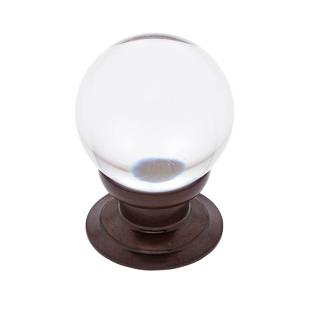 JVJ Hardware Pure Elegance Collection Old World Bronze Finish 31 percent Leaded Crystal 30 mm Smooth Round Knob,  Composition Leaded Crystal and Solid Brass