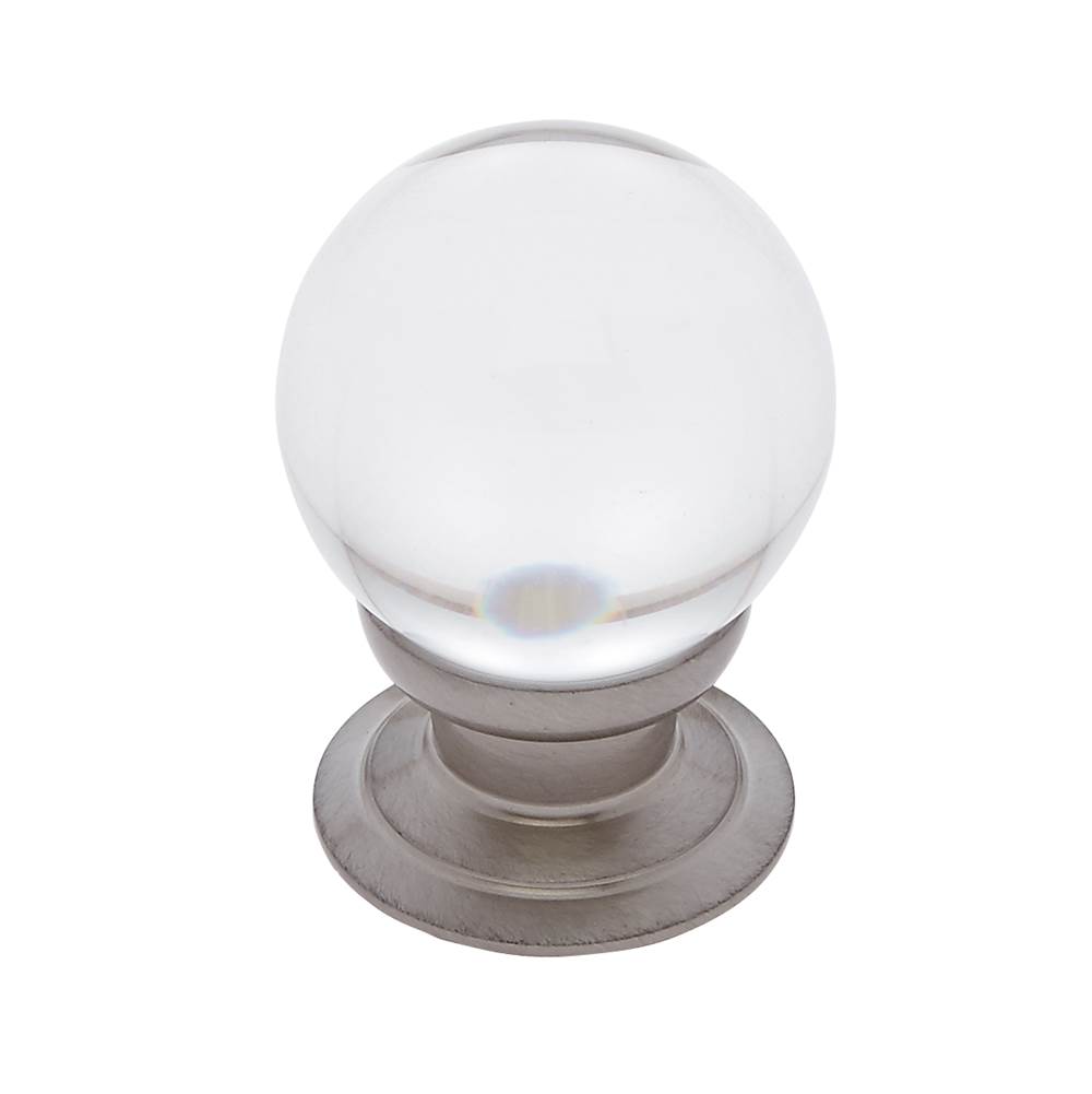 JVJ Hardware Pure Elegance Collection Satin Nickel Finish 31 percent Leaded Crystal 30 mm Smooth Round Knob, Composition Leaded Crystal and Solid Brass