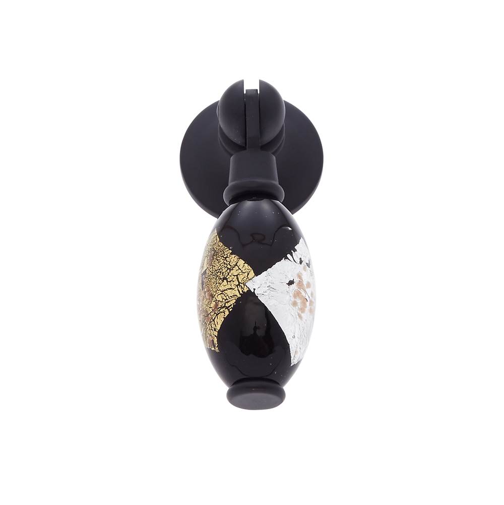 JVJ Hardware Murano Collection Oil Rubbed Bronze Finish 30 mm Gold w/Silver and Black Drop Pendant Pull, Composition Glass and Solid Brass and Solid Brass
