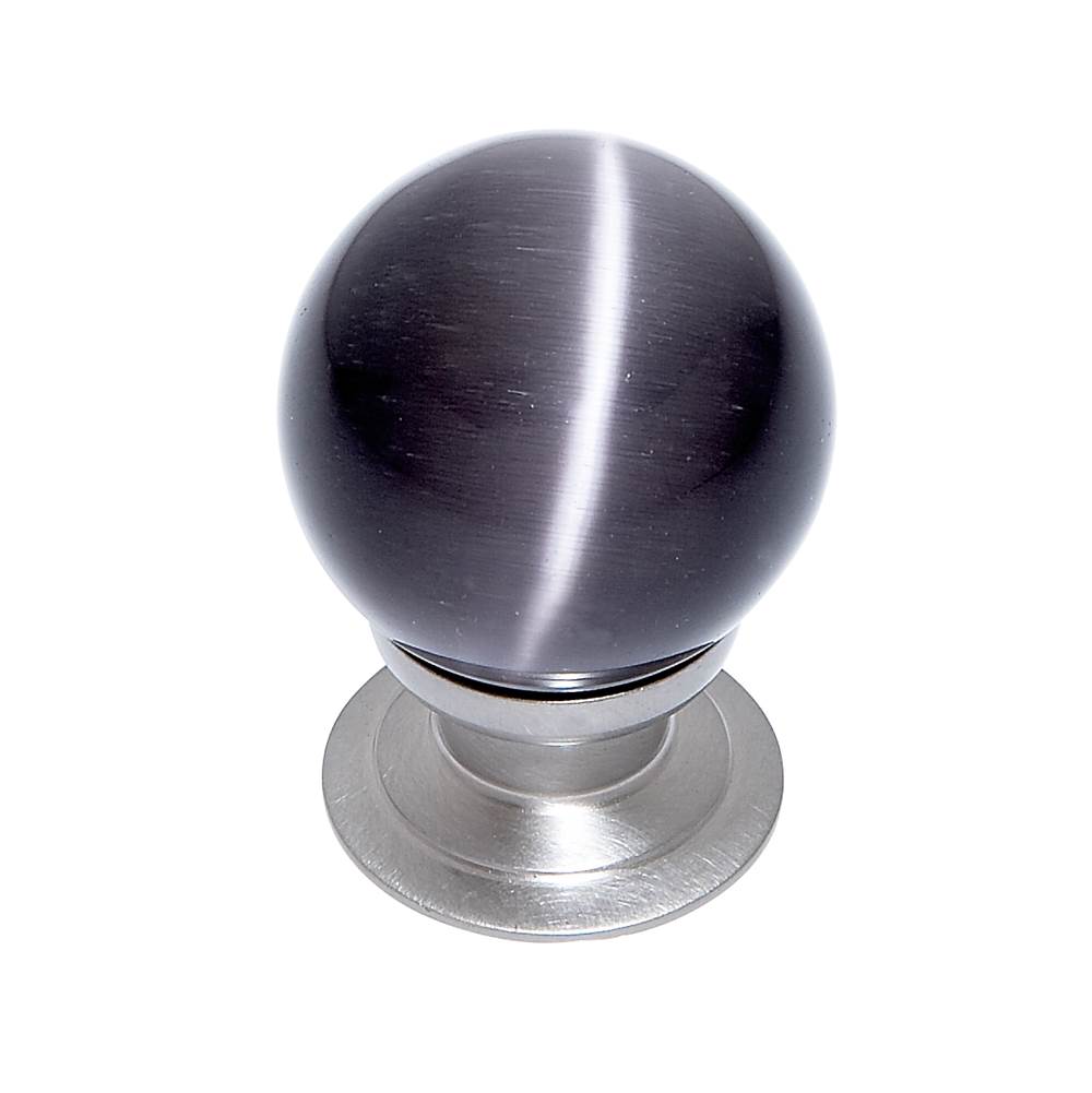 JVJ Hardware Cat''s Eye Collection Satin Nickel Finish Cat''s Eye Glass Grey 30 mm Smooth Knob, Composition Glass and Solid Brass