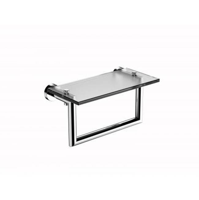 Kartners OSLO - 10-inch Glass Shelf with Towel Rail-Polished Nickel
