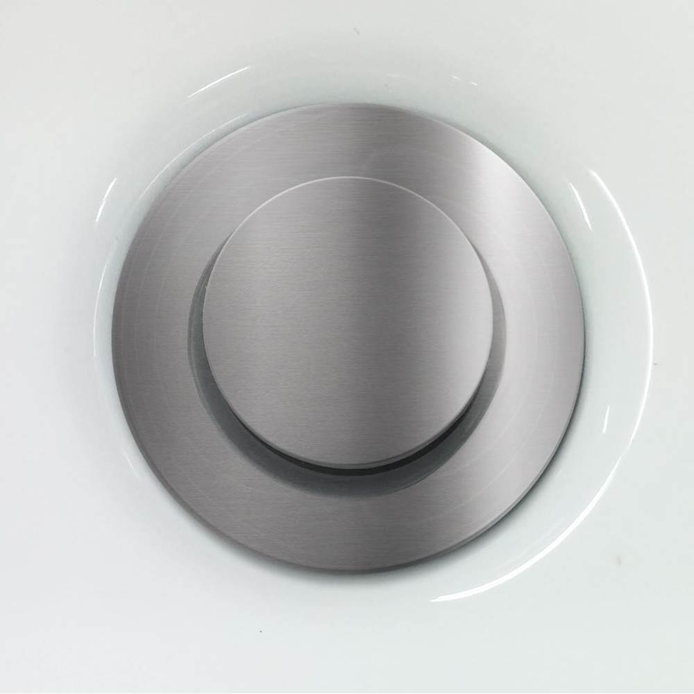 Kalia Push Drain With Overflow Assembly with 35.5mm Cap Pure Nickel PVD