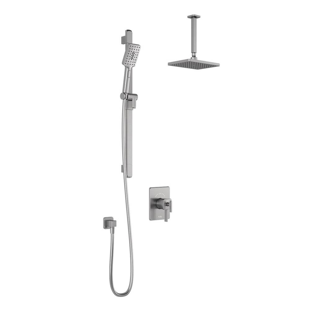 Kalia SquareOne™ TCG1  Water Efficient AQUATONIK™ T/P Coaxial Shower System with Vertical Ceiling Arm Pure Nickel PVD