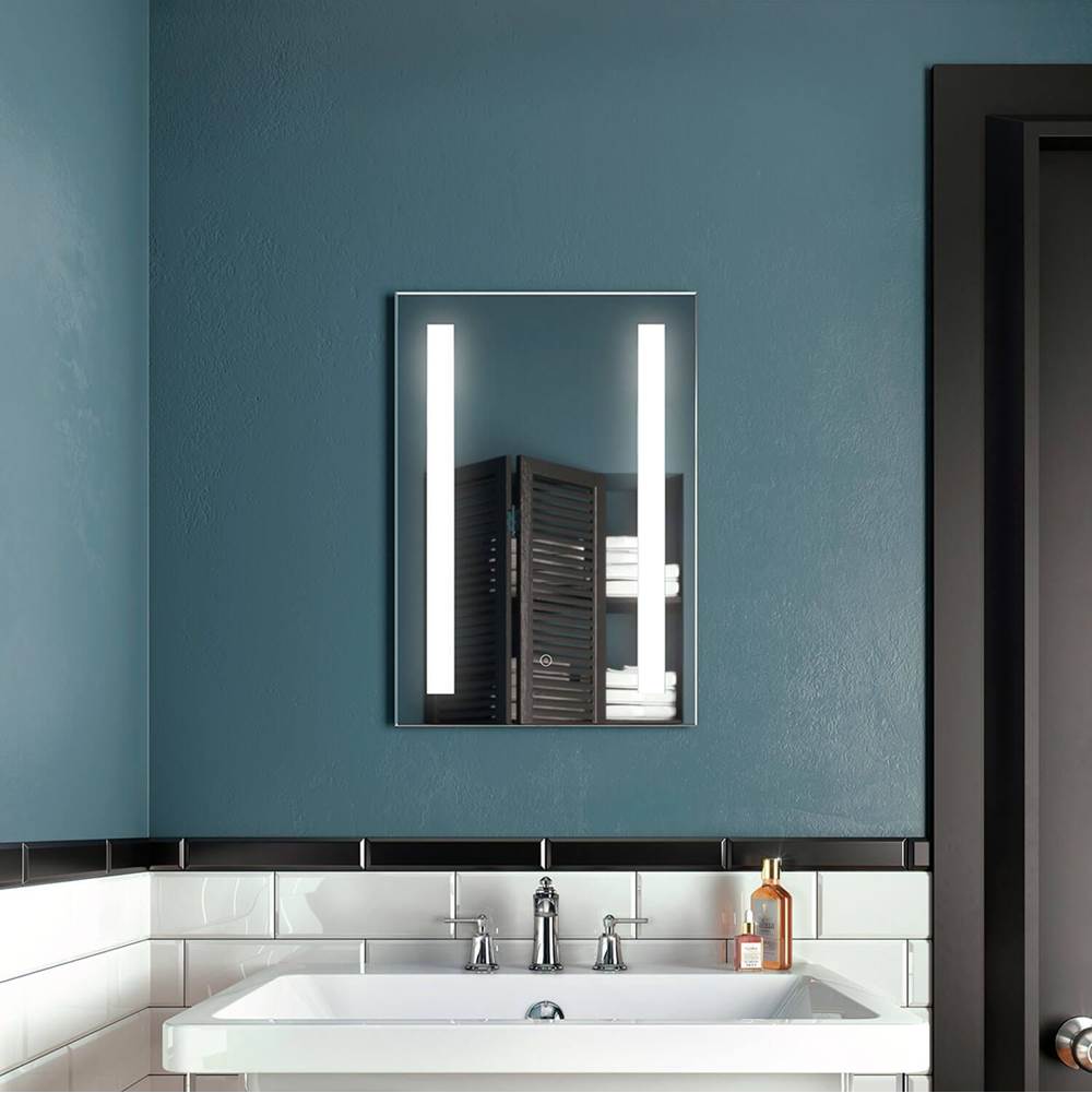 Kalia BRILIA Rect. LED Lighting Mirror 18 x 26 With Frosted Vertical Bands Within and 2-Tones Touch Switch