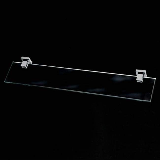 Lacava Wall-mount  clear glass shelf with chrome plated brass brackets.W: 23 5/8'' D: 4 3/4''