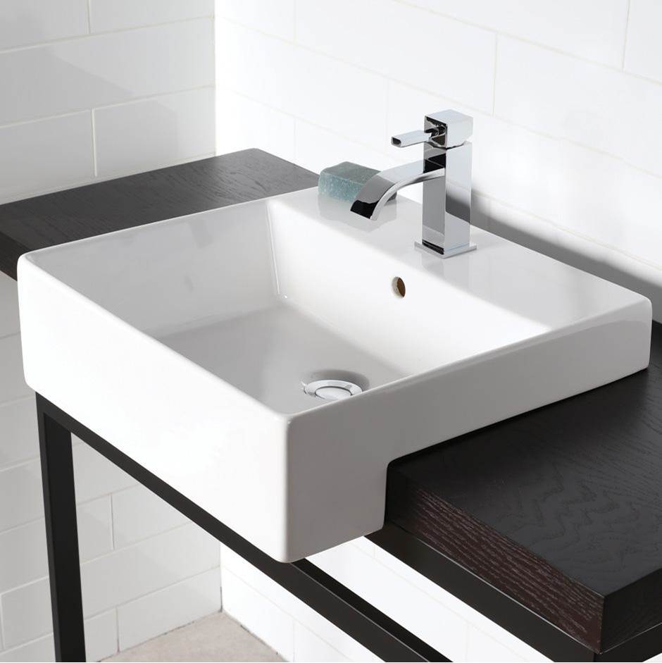 Lacava Semi-recessed porcelain Bathroom Sink with anoverflow.