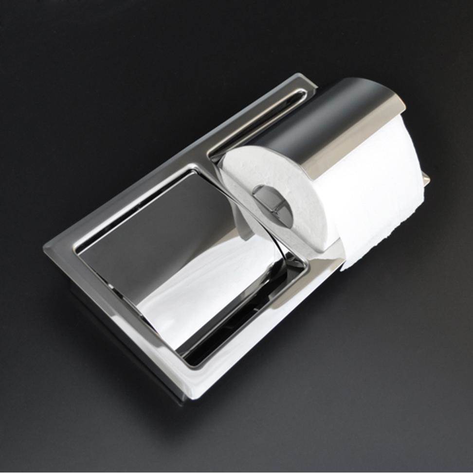 Lacava Recessed double toilet paper holder made of stainless steel.W: 10 1/2'' D: 4'' H: 4 3/4''