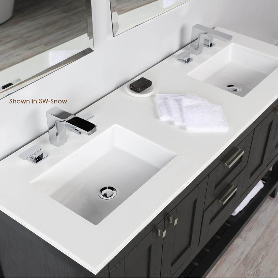 Lacava Countertop for vanity STL-W-60 & STL-F-60, with 2 cut-outs for Bathroom Sink 5452UN. W: 60'', D: 21'', H: 3/4''
