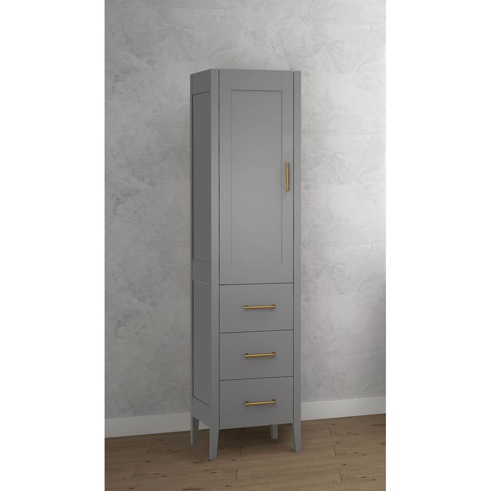 Madeli 18''W Encore Linen Cabinet, Studio Grey. Free Standing, Right Hinged Door, Polished Chrome Handles (X4), 18'' X 18'' X 76''