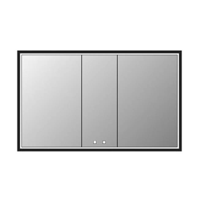 Madeli Illusion Lighted Mirrored Cabinet , 60X36''-24L/12L/24R-Recessed Mount, Satin Brass Frame-Lumen Touch+, Dimmer-Defogger-2700/4000 Kelvin