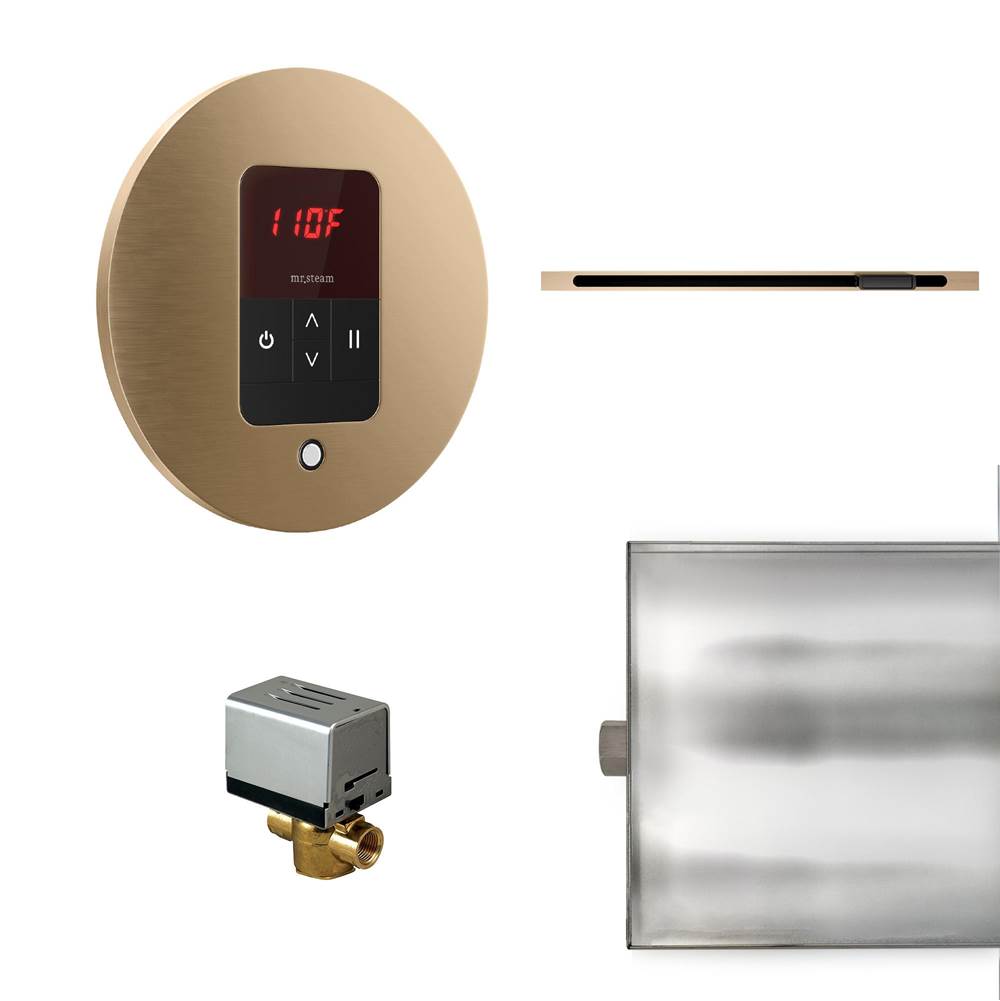 Mr. Steam Basic Butler Linear Steam Shower Control Package with iTempo Control and Linear SteamHead in Round Brushed Bronze