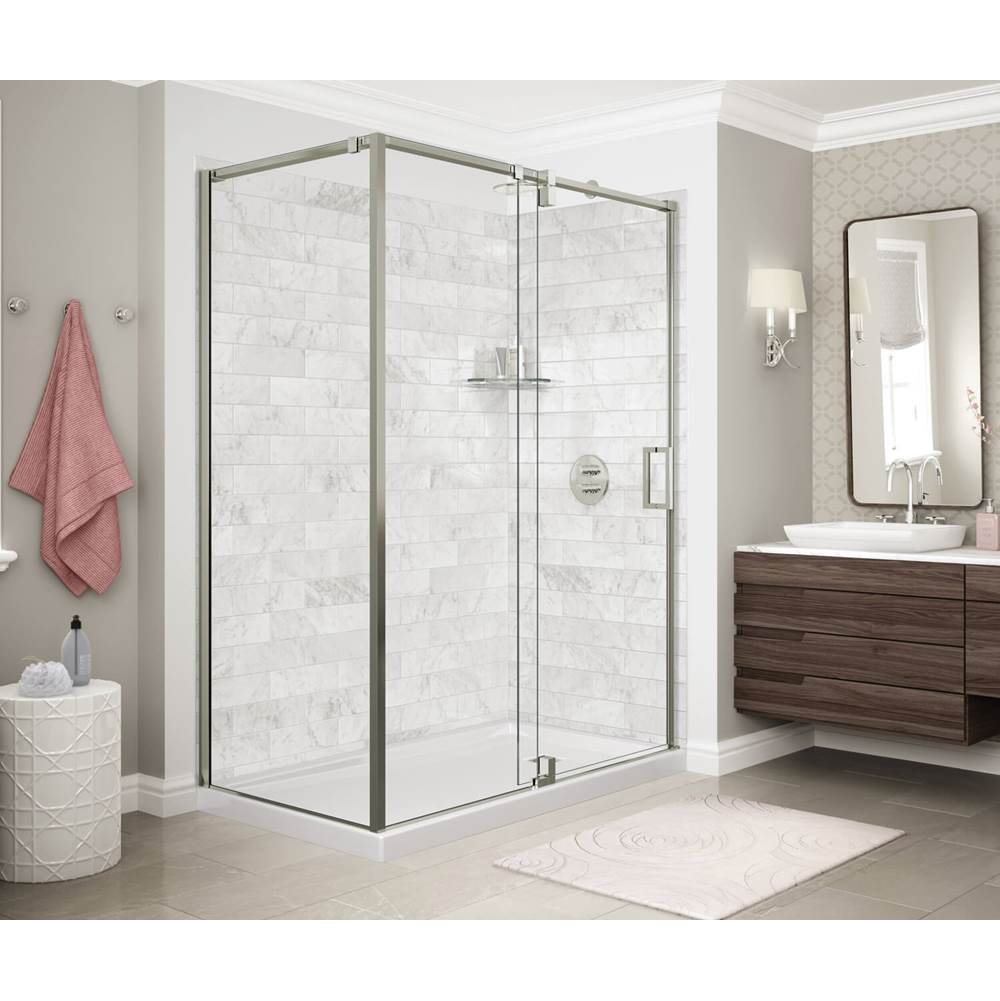 Maax ModulR 60 x 36 x 78 in. 8mm Pivot Shower Door for Corner Installation with Clear glass in Brushed Nickel
