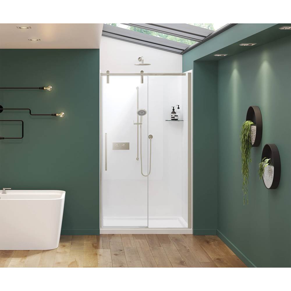Maax Nebula 44 1/2-46 1/2 x 78 3/4 in. 8mm Sliding Shower Door for Alcove Installation with Clear glass in Brushed Nickel