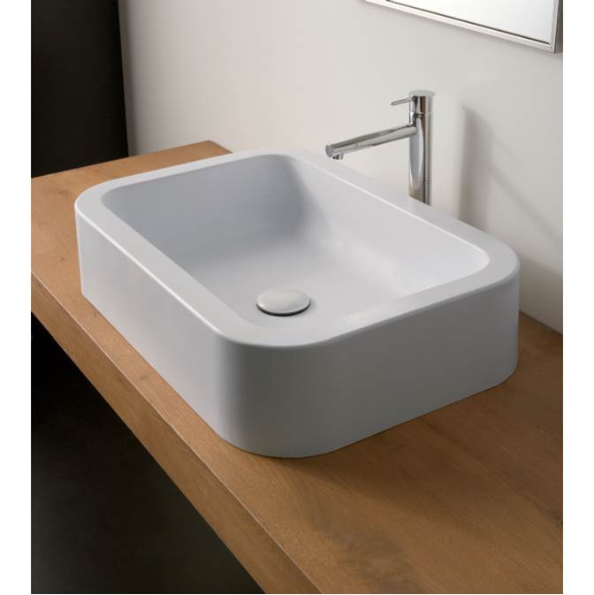 Nameeks Rectangular White Ceramic Vessel Bathroom Sink