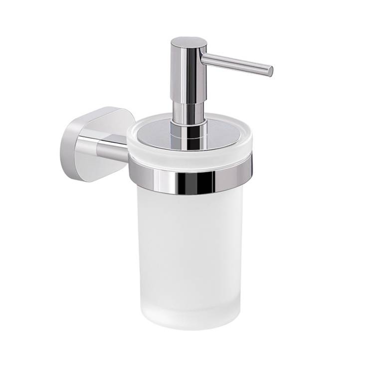Nameeks Wall Mounted Frosted Glass Soap Dispenser with Chrome Mounting
