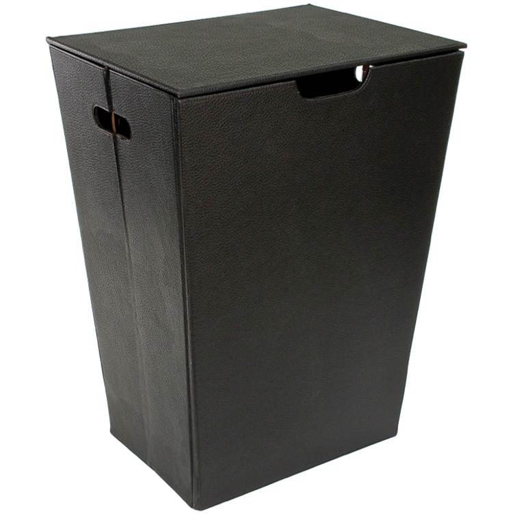 Nameeks Rectangular Laundry Basket Made From Faux Leather in Wenge Finish