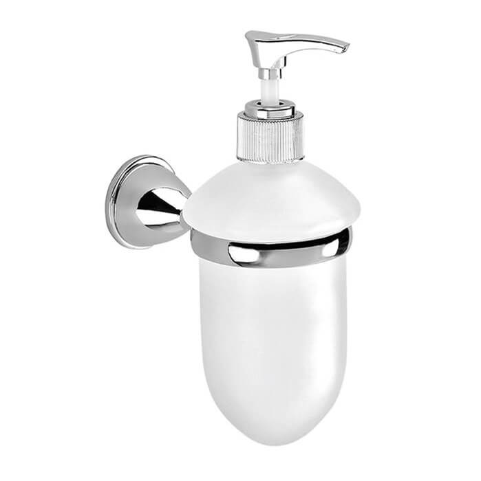 Nameeks Wall Mounted Frosted Glass Soap Dispenser With Chrome Mounting