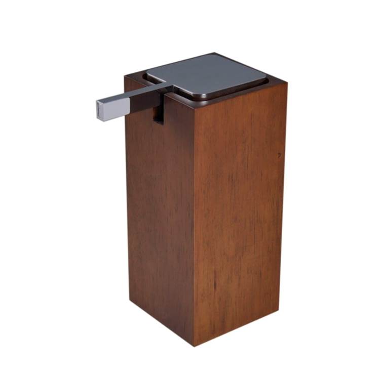 Nameeks Tall Square Brown Soap Dispenser in Wood