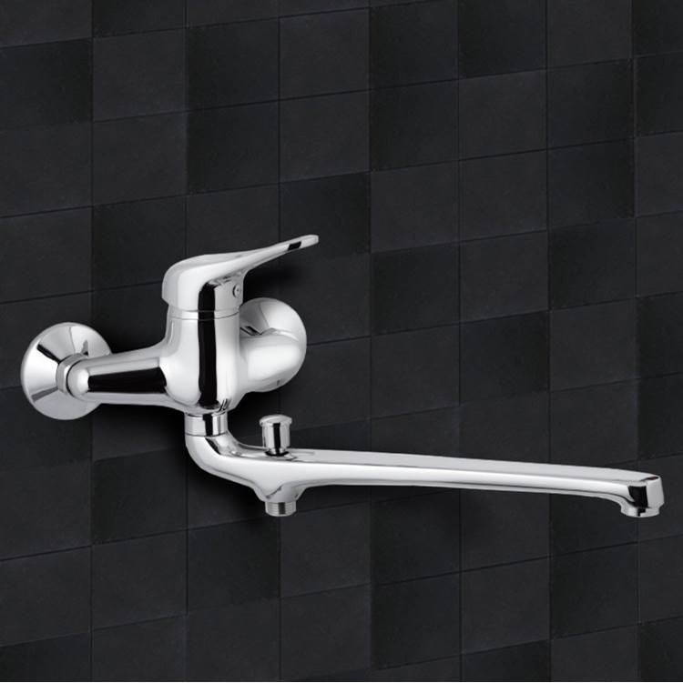 Nameeks Contemporary Wall Mounted Single Lever Faucet With 12 Inch Spout