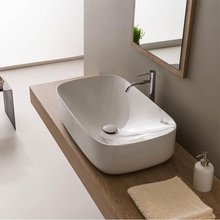 Nameeks Oval White Ceramic Vessel Bathroom Sink