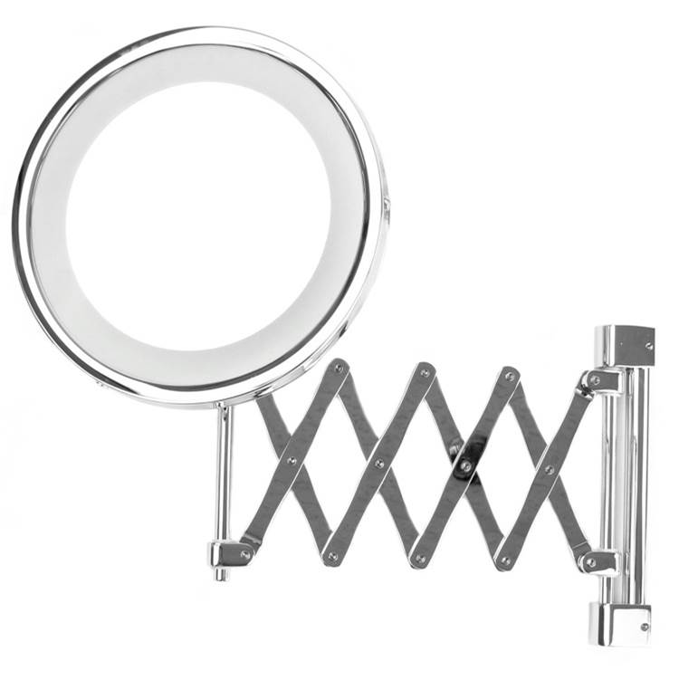 Nameeks Wall Mounted Extendable Lighted 3x Brass Magnifying Mirror