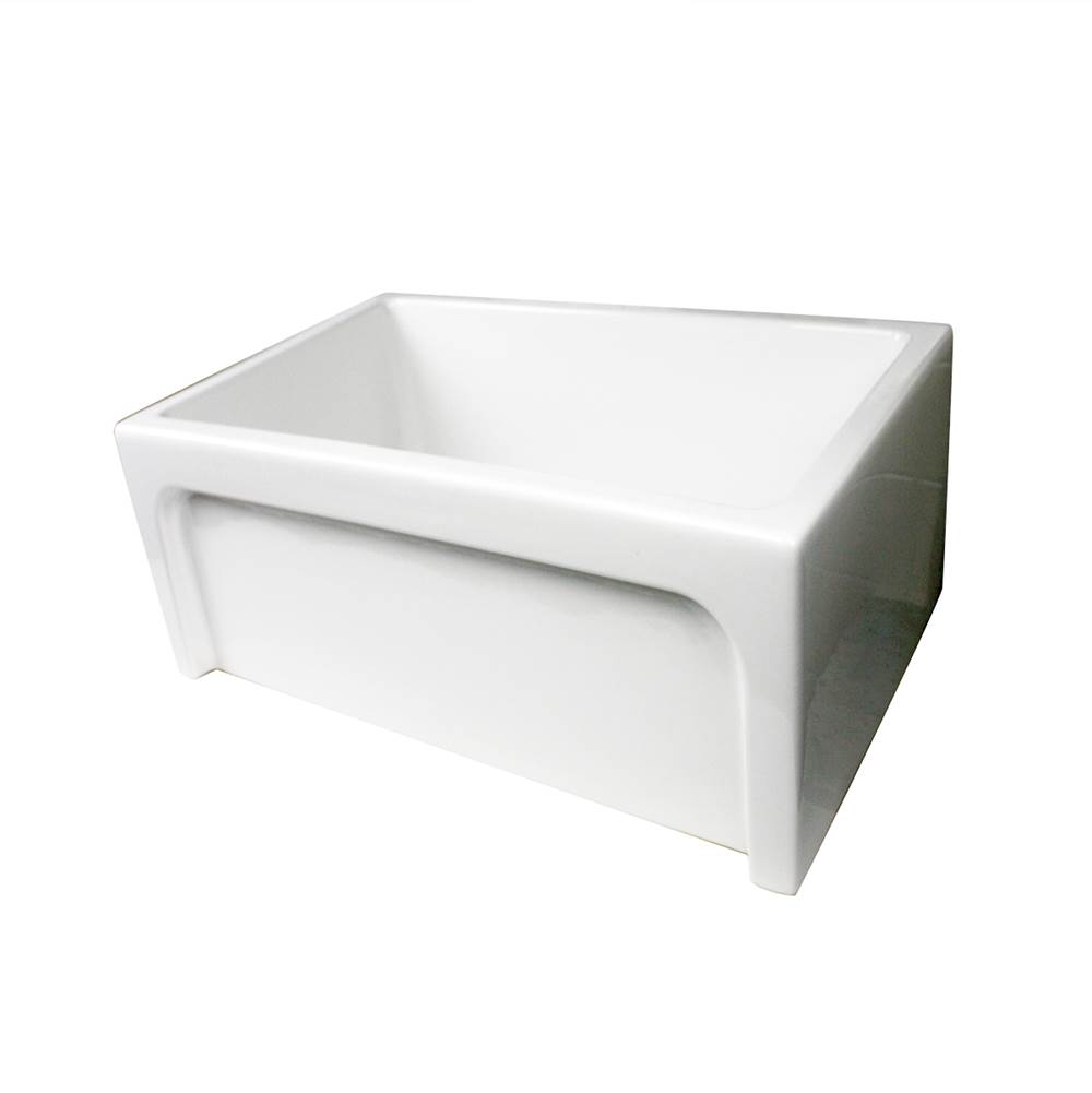 Nantucket Sinks 24 Inch Fireclay Farmhouse Apron Sink with reversible facades. Plain on one side and arched on the other