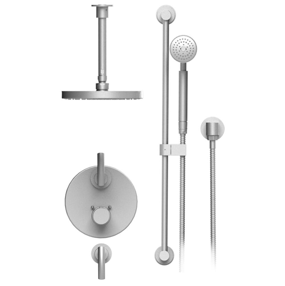 Rubinet Temperature Control Shower With Two Seperate Volume Controls, Lasalle Shower Head, Bar, Integral Supply & Hand Held Shower, 8'' Ceiling Mount, Trim On