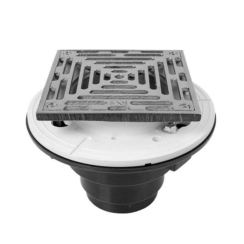 Sigma 5'' Square ABS Floor Drain with Solid Nickel Bronze Top 3'' PVC TRIM OXFORD OIL RUBBED BRONZE .87