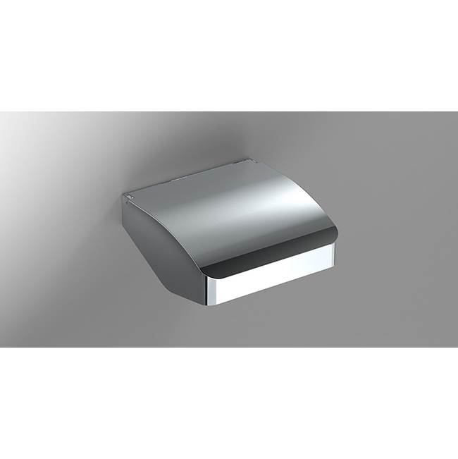 Sonia S-Cube Toilet Roll Holder With Cover - Chrome
