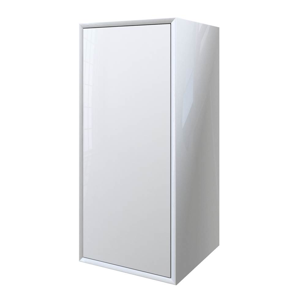 Sapphire Bath 13.8''W x 30.3''H Glass Collection Linen Cabinet White Glossy