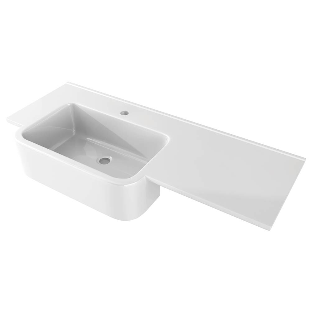 Sapphire Bath 39.6'' Integrated Resin Ride Side Sink White