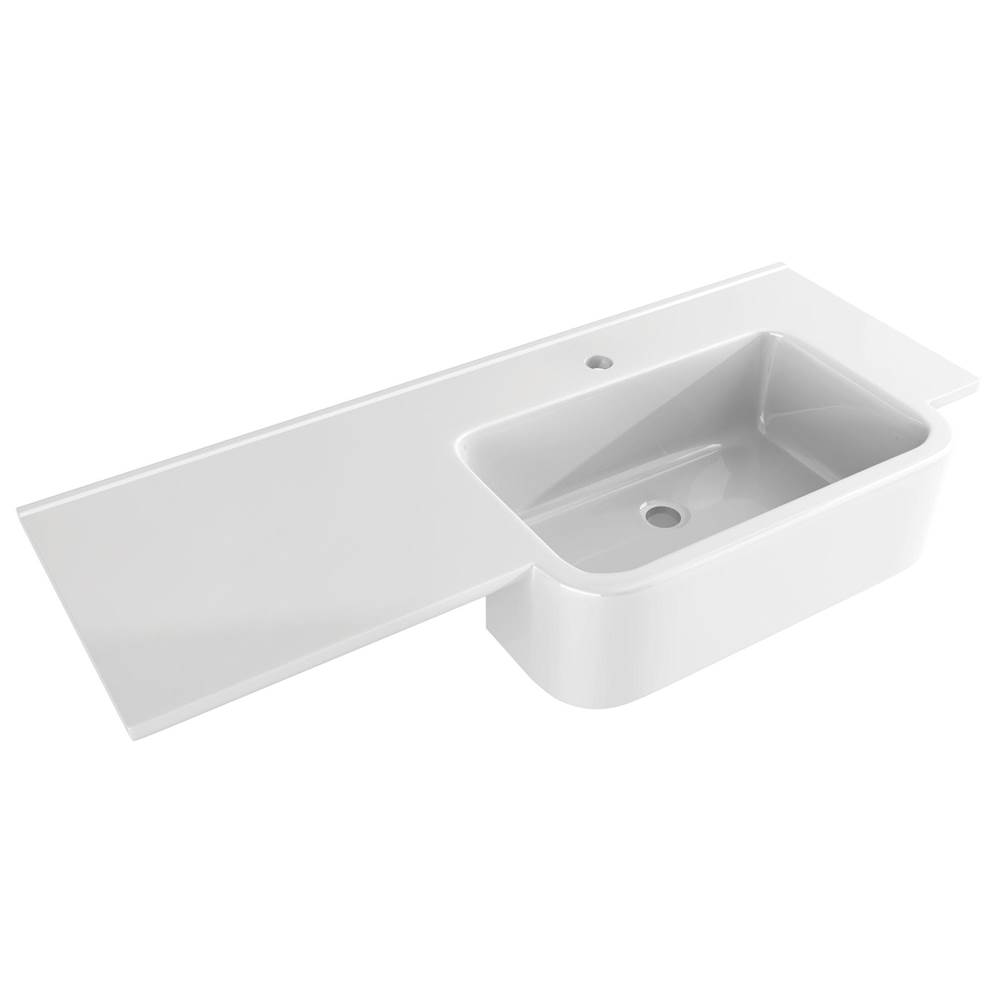 Sapphire Bath 40'' White Resin Integrated Right Side Sink
