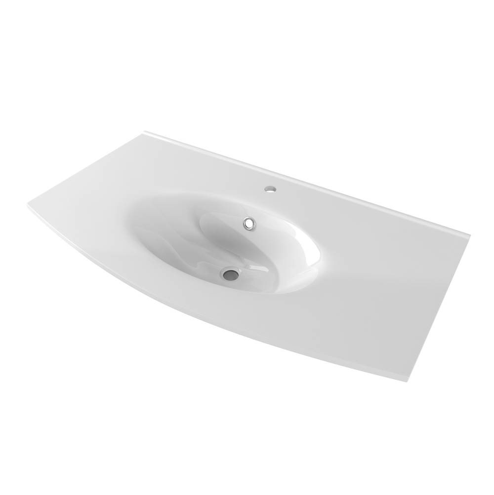 Sapphire Bath 39.8'' Integrated Ceramic Sink White