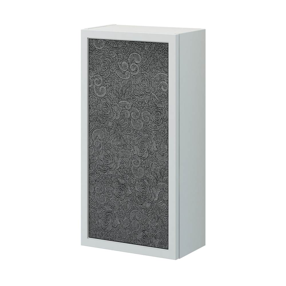Sapphire Bath 13.8'' Retro Matte White Hanging Cabinet w/ Paisley Tie Glass Door
