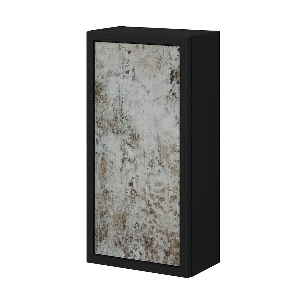 Sapphire Bath 13.8'' Retro Matte Black Hanging Cabinet w/ Gotham City Glass Door