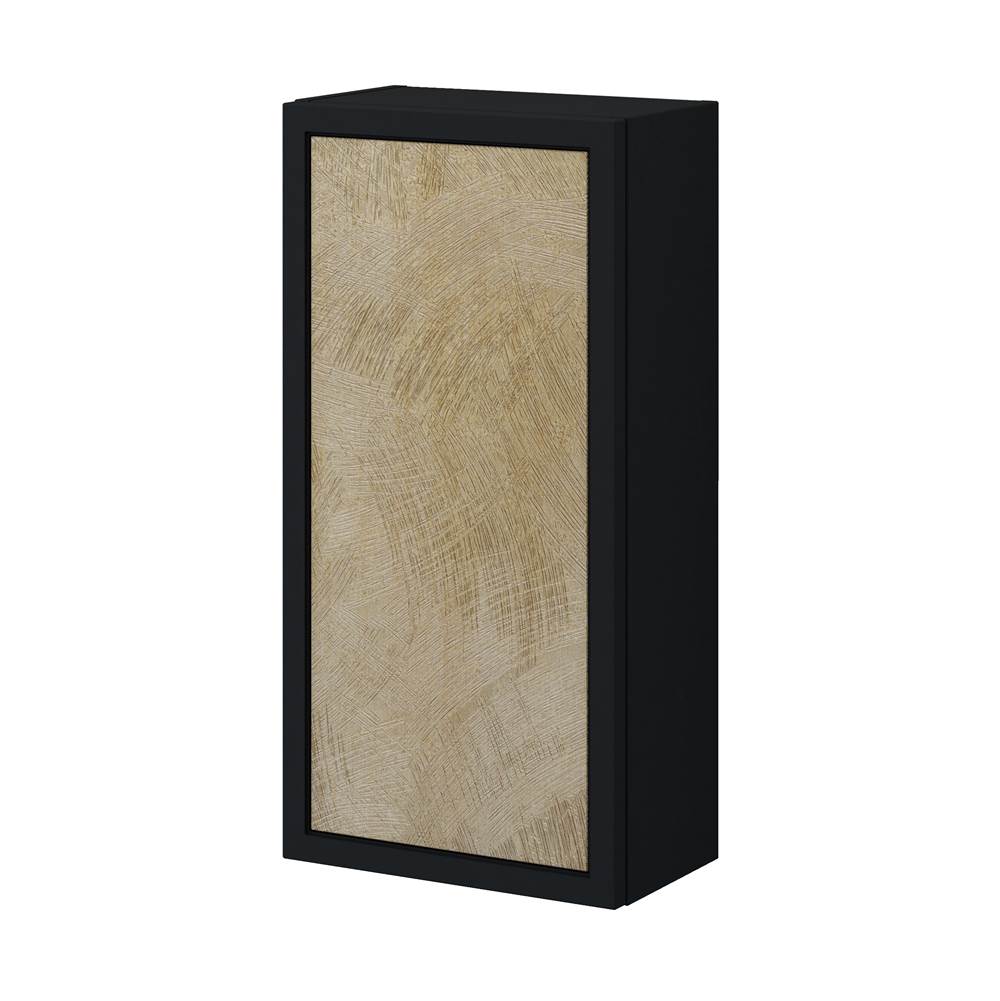 Sapphire Bath 13.8'' Retro Matte Black Hanging Cabinet w/ Gold Lame Glass Door