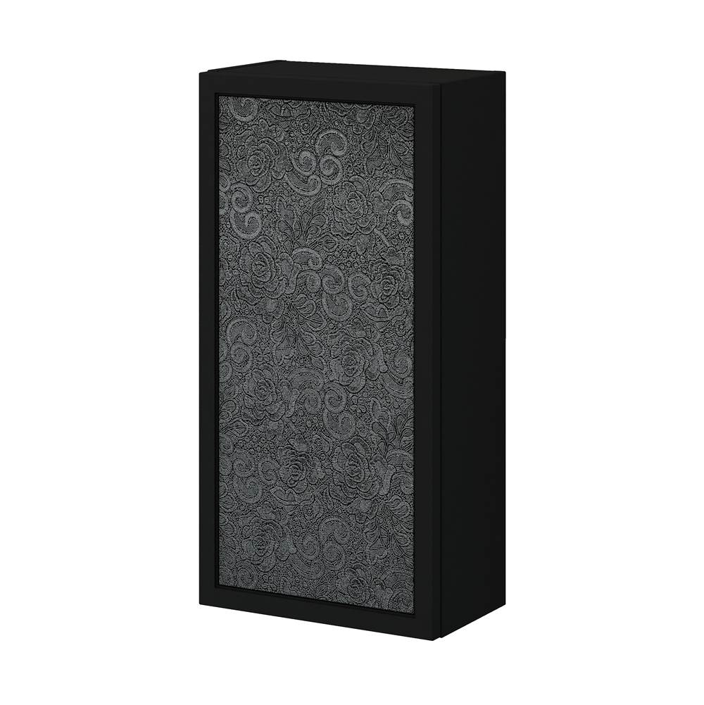 Sapphire Bath 13.8'' Retro Matte Black Hanging Cabinet w/ Paisley Tie Glass Door