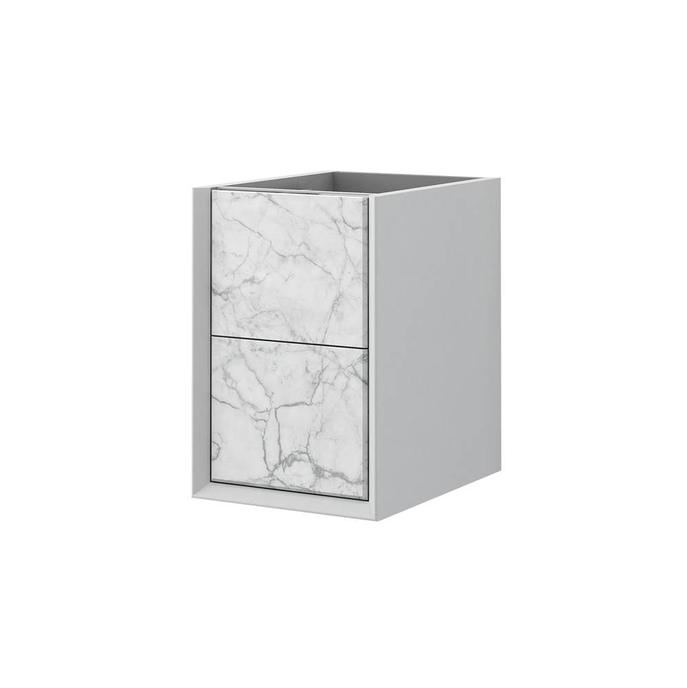 Sapphire Bath 14.5''W x 18.9''H Bellagio Collection White Stone Single Base Cabinet W/ 2 Marbled Glass Drawers