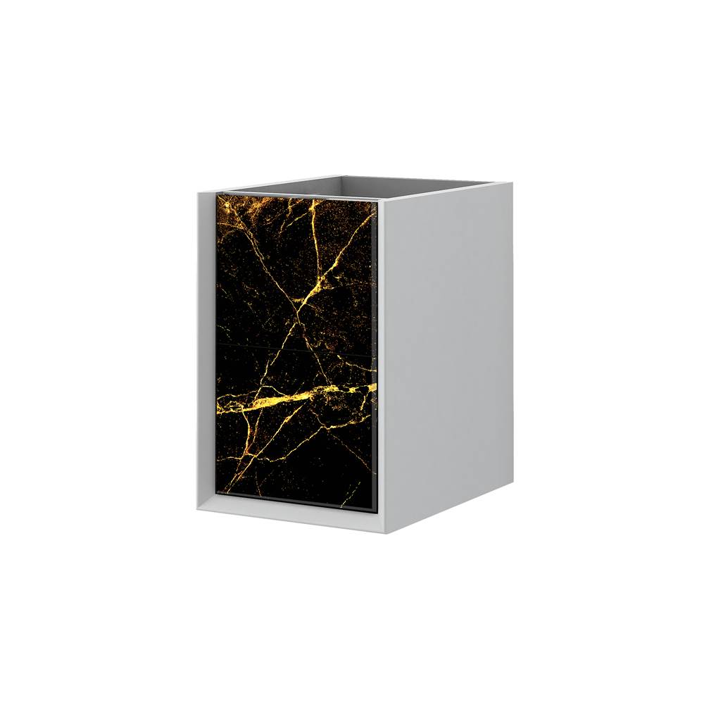 Sapphire Bath 14.5''W x 18.9''H Bellagio Collection BlackandGold  Stone Single Base Cabinet W/ 2 Marbled Glass Drawers