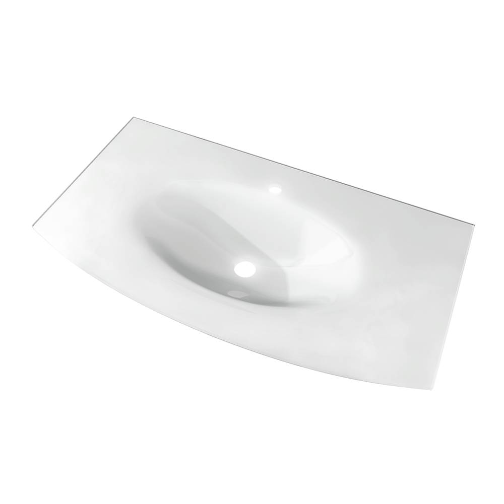 Sapphire Bath 39.8'' Extra-Light White Integrated Glass Sink