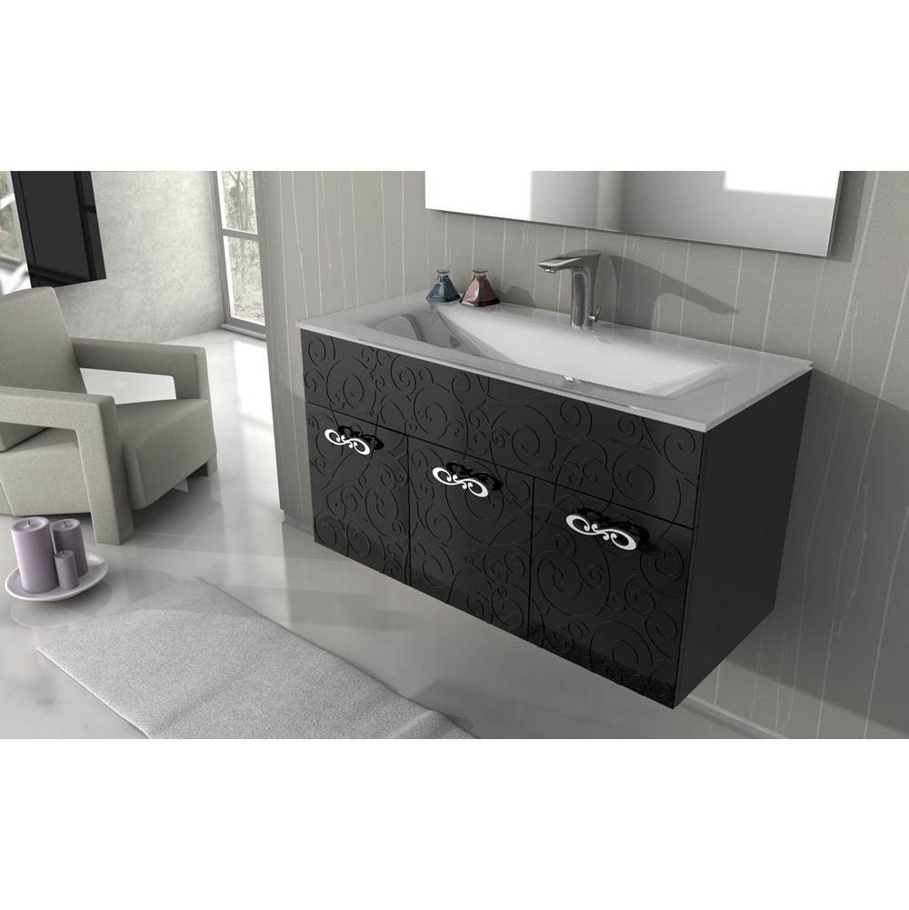 Sapphire Bath 39.4'' Miami Collection Base Cabinet Black Matte Glossy W/ (3 Doors)