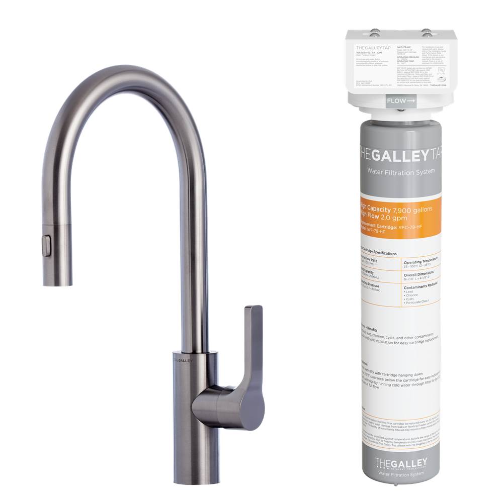 The Galley Ideal BarTap High-Flow in PVD Gun Metal Gray  Stainless Steel and Water Filtration System