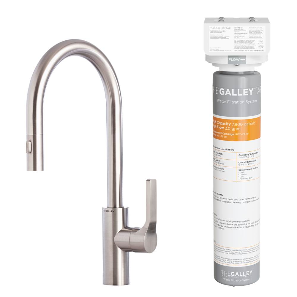 The Galley Ideal BarTap High-Flow in Matte Stainless Steel and Water Filtration System