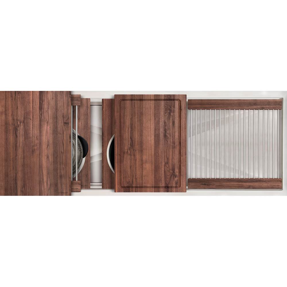 The Galley Ideal Workstation 3S Plus 18'' DryDock® Drain Side, Four Tool Culinary Kit, One DryDock Tool in American Black Walnut